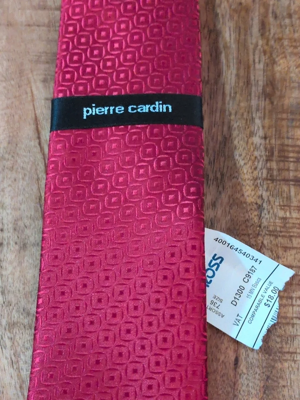 Pierre Cardin Red Geometric Silk Tie